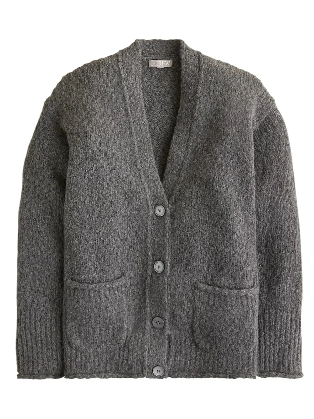 J. Crew Relaxed Cardigan in Textured Yarn Size XS Grey Oversized Wool Layering